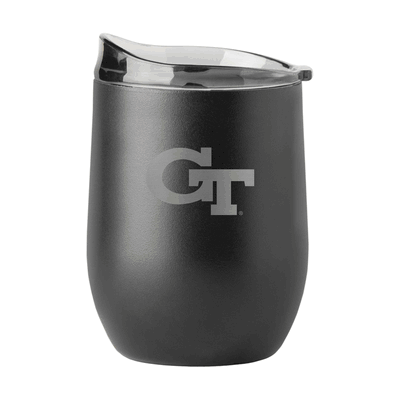Georgia Tech 16oz Black Etch Powder Coat Curved Beverage Tumbler