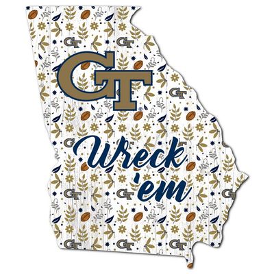 Georgia Tech 24" Floral State Wall Art