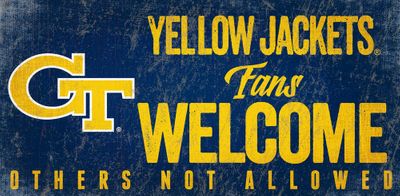 Georgia Tech Yellow Jackets Wood Sign Fans Welcome 12x6