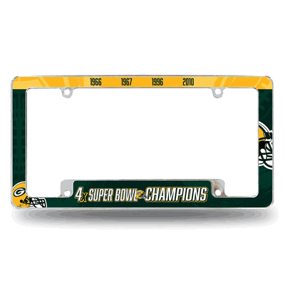 Green Bay Packers Multi Champ Chrome Automotive License Plate Frame
