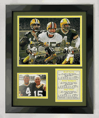 Green Bay Packers QB's Farve, Rodgers, Starr Framed Photo Collage