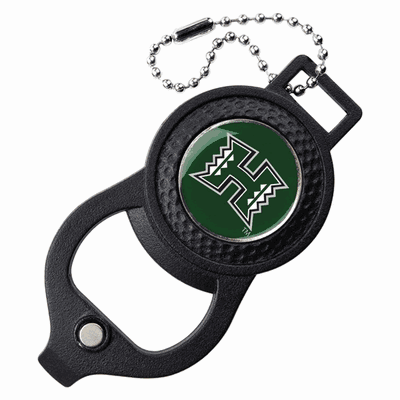 Hawaii Warriors Golf Bag Tag with Ball Marker - Black