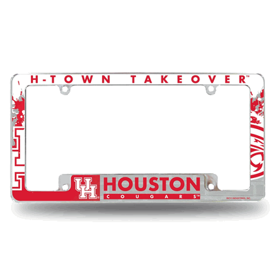 Houston Cougars Primary 12" x 6" Chrome Auto License Plate Frame
