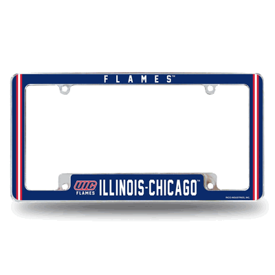 Illinois-Chicago�Flames 12" x 6" Chrome Auto License Plate Frame