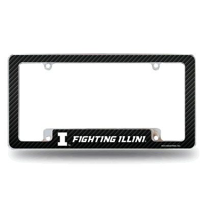 Illinois Fighting Illini Black Chrome Automotive License Plate Frame