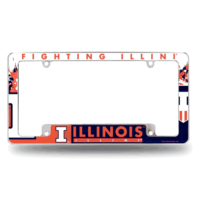 Illinois Fighting Illini Primary Chrome Auto License Plate Frame