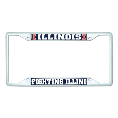 Illinois White Metal License Plate Frame