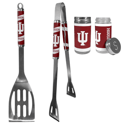 Indiana Hoosiers 2 Piece Tailgate BBQ Set with Salt and Pepper Shakers