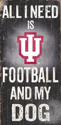 Indiana Hoosiers Wood Sign - Football and Dog 6x12