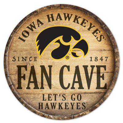 Iowa Hawkeyes 14 Inch Barrel Top Design Round Wood Sign