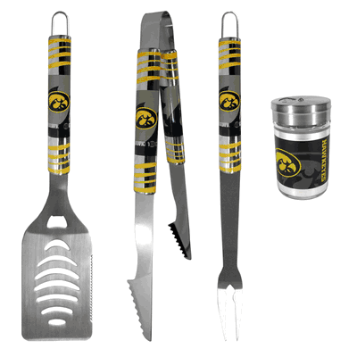 Iowa Hawkeyes 3 Piece BBQ Set with Seasoning Shaker