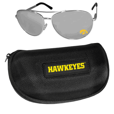 Iowa Hawkeyes Aviator Sunglasses and Zippered Carrying Case