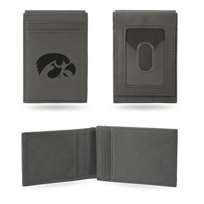 Iowa Hawkeyes Gray Laser Engraved Compact Front Pocket Wallet