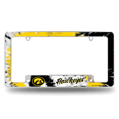 Iowa Hawkeyes Tie Dye 12" x 6" Chrome Automotive License Plate Frame