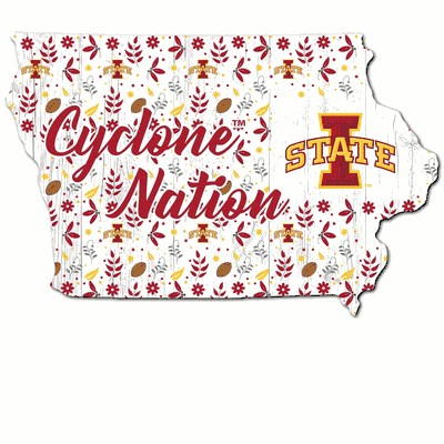Iowa State 12" Floral State Sign