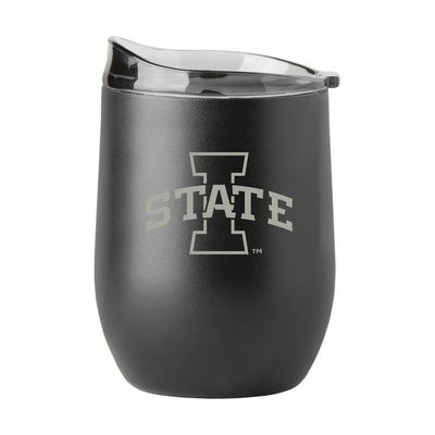 Iowa State GunMetal 16oz Black Powder Coat Curved Beverage Tumbler