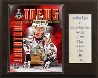 Jonathan Toews with Stanley Cup Player Plaque