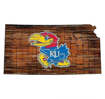 Kansas 24 Inch Distressed State with Logo Sign