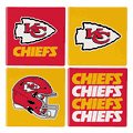 Kansas City Chiefs 4 Piece Coaster Set with Wood Caddy