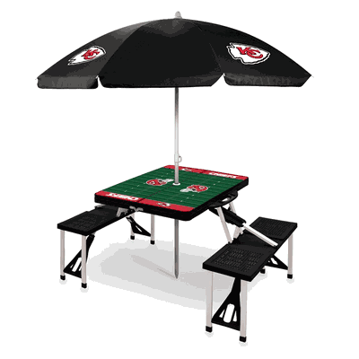 Kansas City Chiefs Picnic Table with Umbrella - Black