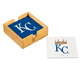 Kansas City Royals 4 Piece Coaster Set with Wood Caddy
