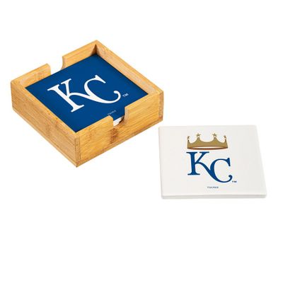 Kansas City Royals 4 Piece Coaster Set with Wood Caddy