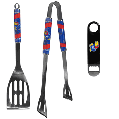 Kansas Jayhawks 2 pc BBQ Set and Bottle Opener
