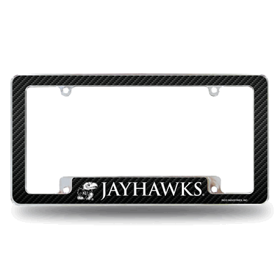 Kansas Jayhawks Carbon Fiber Chrome Automotive License Plate Frame