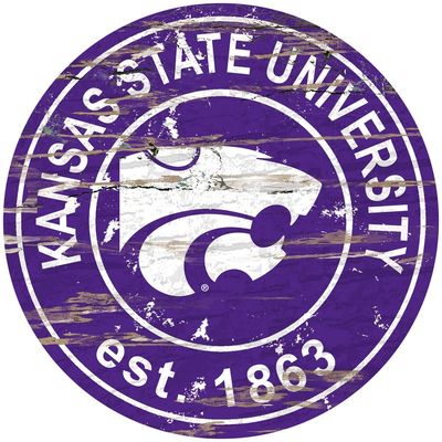 Kansas State Distressed Round Sign