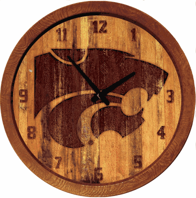 Kansas State Wildcats 20" Barrel Team Logo Wall Clock-Primary Logo-Branded