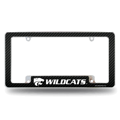 Kansas State Wildcats KSU Carbon Fiber Chrome Auto License Plate Frame