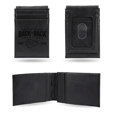KC Chiefs Back to Back Champs Laser Engraved Front Pocket Wallet