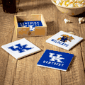 Kentucky Wildcats 4 Piece Coaster Set with Wood Caddy
