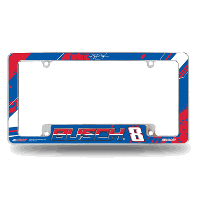 Kyle Busch Car Art 12" x 6" Chrome Automotive License Plate Frame