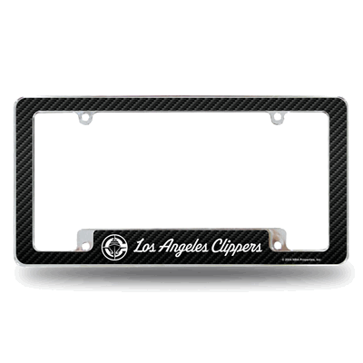LA Clippers Carbon Fiber Design Chrome Automotive License Plate Frame