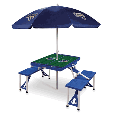 LA Rams Picnic Table with Umbrella - Blue