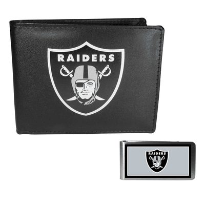 Las Vegas Raiders Leather Bi-fold Wallet & Color Money Clip