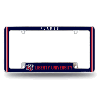Liberty Flames Classic 12" x 6" Chrome Automotive License Plate Frame