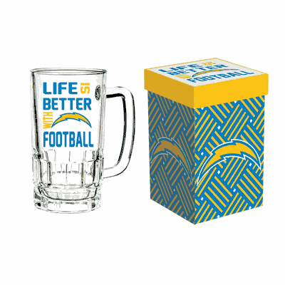 Los Angeles Chargers  18oz Glass Tankard - Boxed