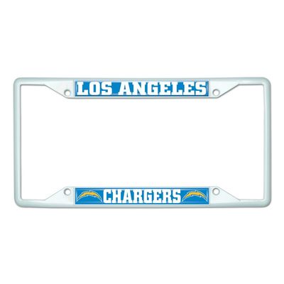 Los Angeles Chargers White Metal License Plate Frame