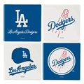 Los Angeles Dodgers 4 Piece Coaster Set with Wood Caddy