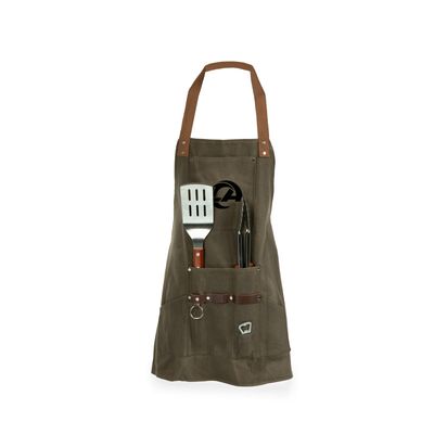 Los Angeles Rams BBQ Apron with Tools & Bottle Opener - Khaki Green with Beige Accents