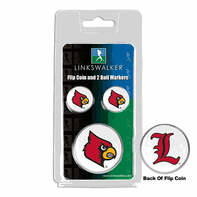 Louisville Cardinals Flip Decision Coin and 2 Golf Ball Marker Pack