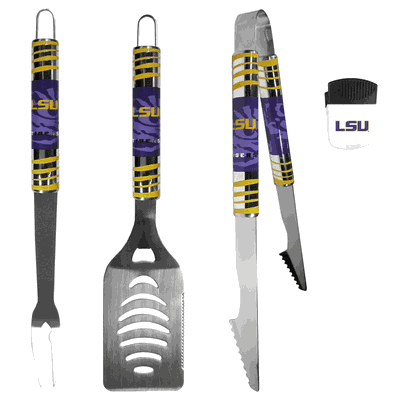 LSU Tigers 3 pc BBQ Set and Chip Clip