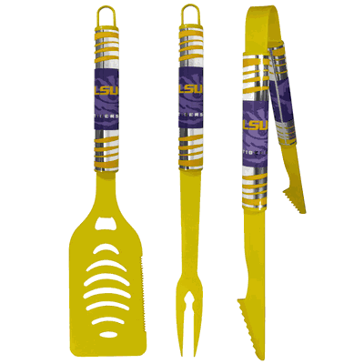 LSU Tigers 3 pc Color BBQ Tool Set