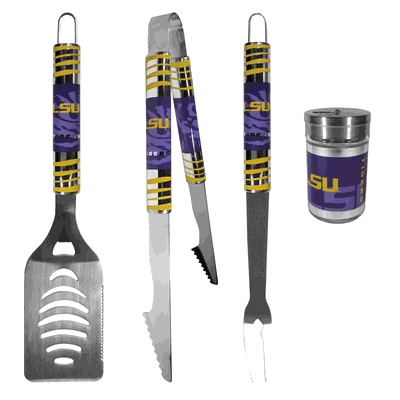 LSU Tigers 3 Piece BBQ Set with Seasoning Shaker