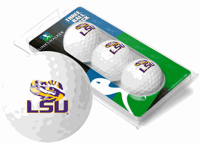 LSU Tigers 3 Team Logo 2 Piece Golf Ball Gift Sleeve