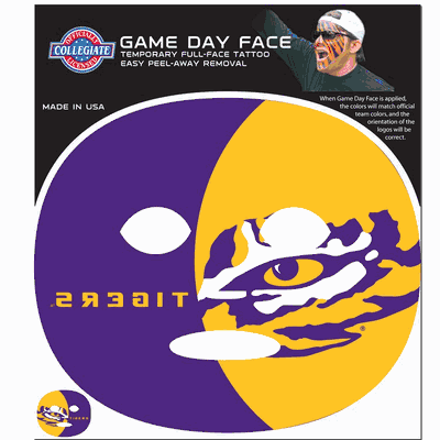 LSU Tigers Game Face Temporary Tattoo