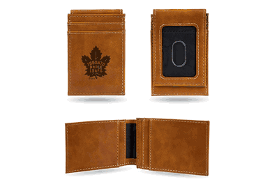 Maple Leafs Laser Engraved Brown Front Pocket Wallet