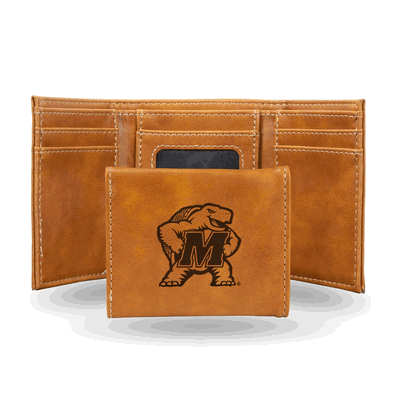 Maryland Terrapins Brown Laser Engraved Faux Leather Trifold